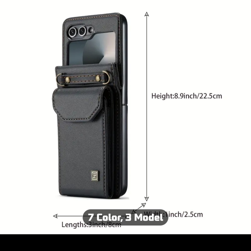 Galaxy Flip 7 Elegant Black Phone Case with Card Holder